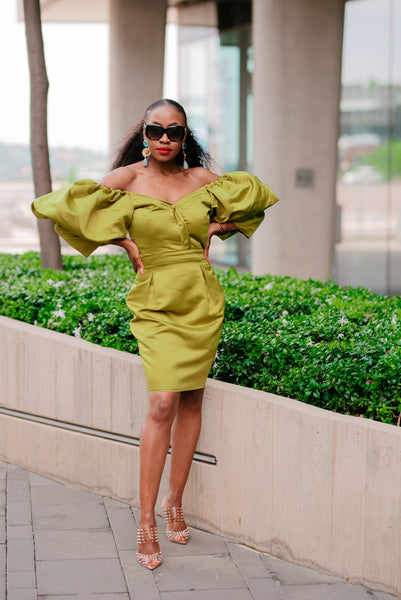 Olive off the deals shoulder dress