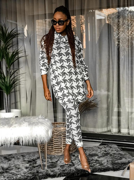 Houndstooth Knit Loungewear Set