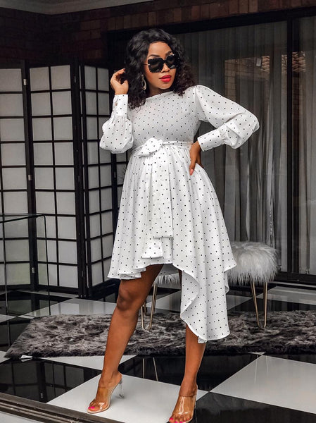 Flaunty Dotted White Dress