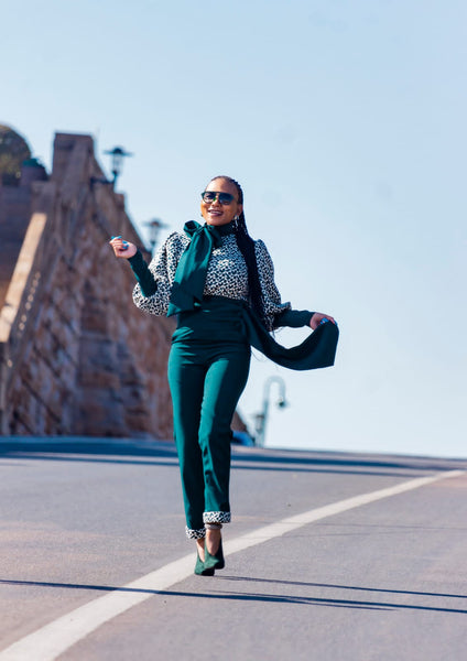 Green Posh High Waisted Pants