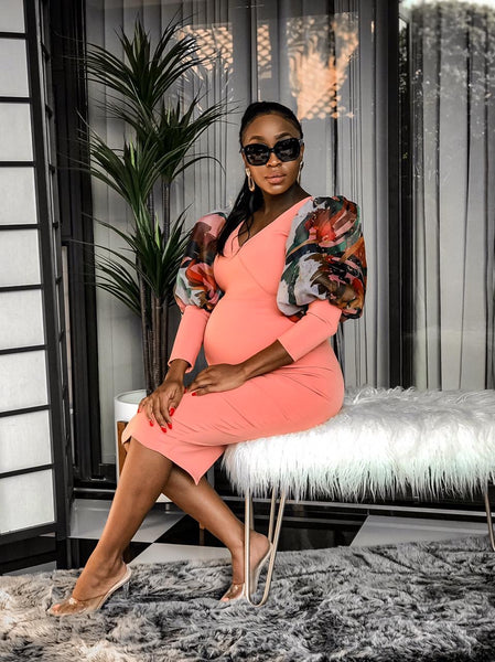 Color Pop Bubble Sleeve Dress