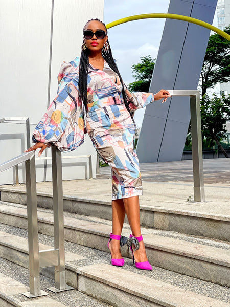 Abstract Print High Fashion Skirt