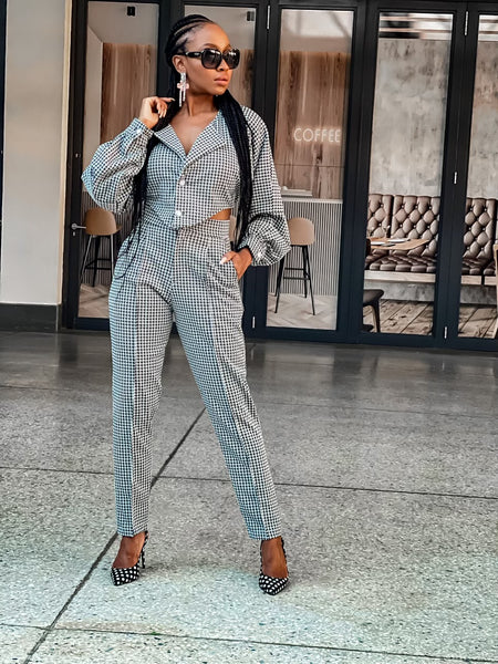 Houndstooth Cropped Blazer